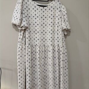 LOFT White Geometric Print Dress Size 18 Lightweight Summer Spring